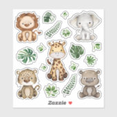 ジャングルサファリ野生動物トロピカルイ葉ズ シール (シート)