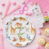ジャングルサファリ野生動物パーソナライズ誕生日 ペーパープレート (パーティー)