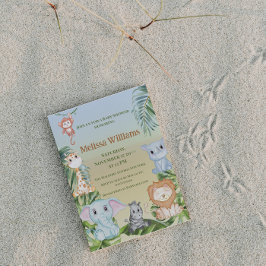 ジャングルサファリ野生動物パームモンキーベビーシャワー 招待状