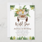 ジャングルサファリ1st誕生日パーティの招待状 招待状 (正面)