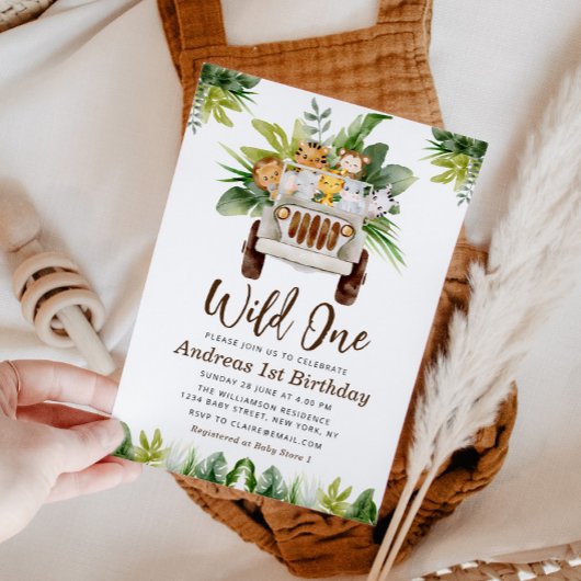 ジャングルサファリ1st誕生日パーティの招待状 招待状