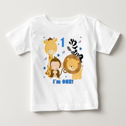 ジャングルサファリ1st誕生日Tシャツ ベビーTシャツ (正面)