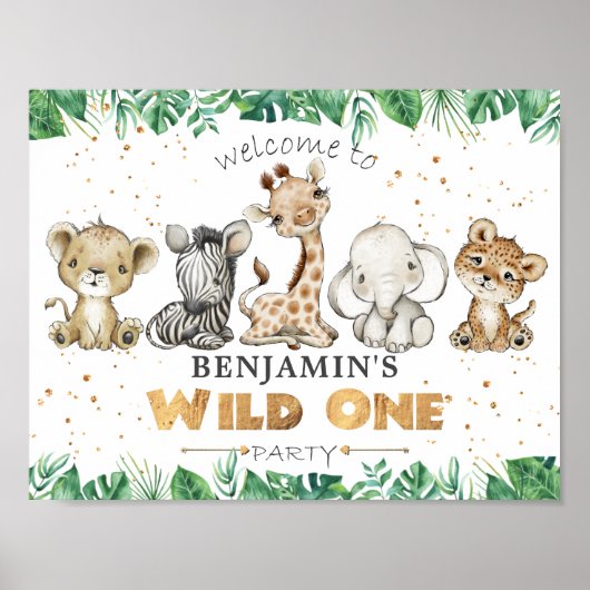 ジャングルサファリ1th誕生日パーティーウェルカムポスター ポスター (正面)
