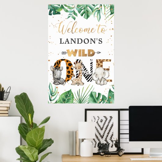 ジャングルサファリ1th誕生日パーティーウェルカムポスター ポスター (ホームオフィス)