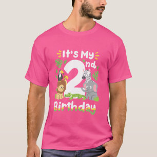 ジャングルサファリ2歳の誕生日の動物園アニマル2歳 Tシャツ
