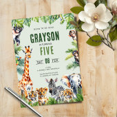 ジャングルサファリ5th誕生日招待状 招待状