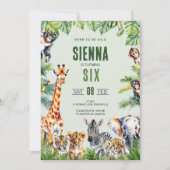 ジャングルサファリ6th誕生日招待状 招待状 (正面)