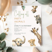 ジャングルサファリ「すべてのパーティー動物を呼ぶ」誕生日 招待状