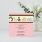 ジャングルサファリ アニマル ガール ベビーシャワー 招待状 (スタンド正面)