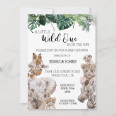 ジャングルサファリ アフリカの赤ちゃん 動物 ワイルドワン 招待状 (正面)