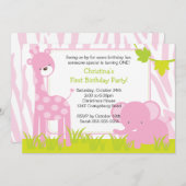 ジャングルサファリ キリン誕生日パーティー招待状 招待状 (正面/裏面)