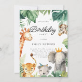 ジャングルサファリ　バースデー　ご招待 招待状 (正面)