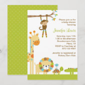 ジャングルサファリ ベビーシャワー 招待状 (正面/裏面)