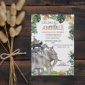 ジャングルサファリ ワイルドワン バースデーパーティー 動物 招待状