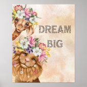 ジャングルサファリ ワイルドワン ベビーシャワー 水彩画 ゴールド ポスター (正面)