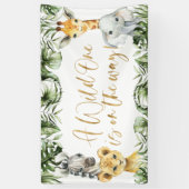 ジャングルサファリ ワイルドワン 1歳誕生日バックドロップ 横断幕 (縦)