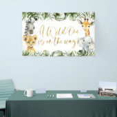 ジャングルサファリ ワイルドワン 1歳誕生日 背景 横断幕 (トレードショー)