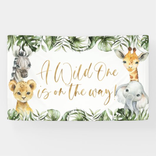 ジャングルサファリ ワイルドワン 1歳誕生日 背景 横断幕 (横)