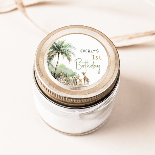 ジャングルサファリ 動物の誕生日パーティー 景品ステッカー ラウンドシール