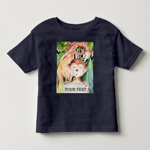 ジャングルサファリ 動物 キリン サル 名入れ トドラーTシャツ