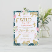 ジャングルサファリ 女の子 ベビーシャワー 招待状 (スタンド正面)