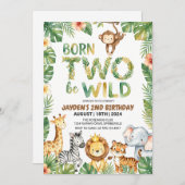 ジャングルサファリ 誕生2歳 野生を生きる バースデー招待状 招待状 (正面/裏面)