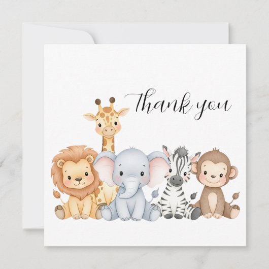 ジャングルサファリ「野生が始まる」ベビーシャワー サンキューカード (正面)