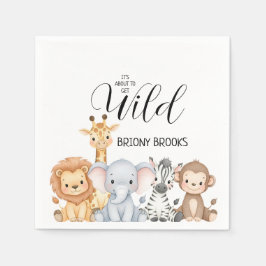 ジャングルサファリ「野生が始まる」ベビーシャワー スタンダードカクテルナプキン