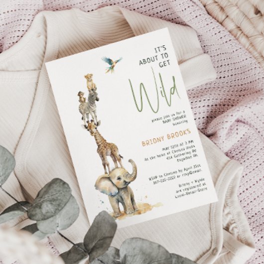 ジャングルサファリ「野生を取得しようとしている」赤ちゃんシャワー 招待状