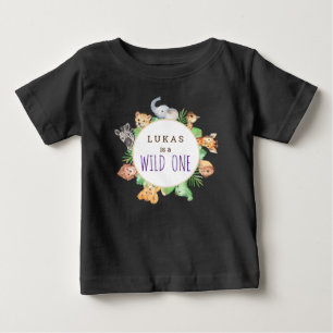 ジャングルサファリ 1歳誕生日パーティー ワイルドワン ベビーTシャツ
