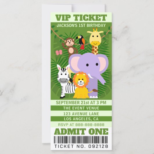 ジャングルサファリVIPチケット子供の誕生日 (正面)