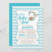 ジャングルサモダンファリモンキーベビーシャワー招待状 招待状 (正面/裏面)