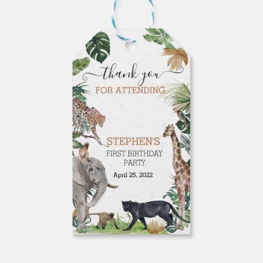 ジャングルサンキューワイルドワン誕生日ブラックパンサー ギフトタグ (裏面)