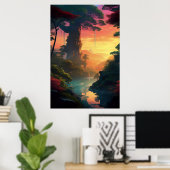 ジャングルサンセットの魔法を受け入れる ポスター (ホームオフィス)