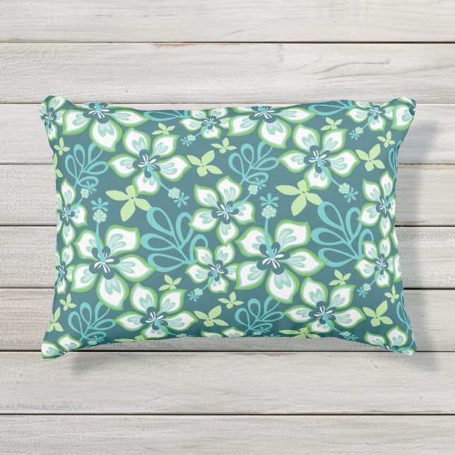 ジャングルサーフ(ティール（緑がかった色）コンボ) アウトドアクッション (正面)