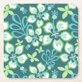 ジャングルサーフ(ティール（緑がかった色）コンボ) スクエアペーパーコースター (正面)