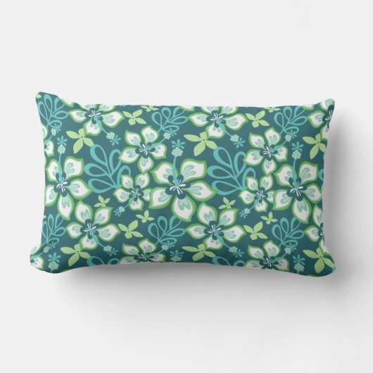 ジャングルサーフ(ティール（緑がかった色）コンボ) ランバークッション (正面)