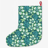 ジャングルサーフ(ティール（緑がかった色）コンボ) ラージクリスマスストッキング (裏面)