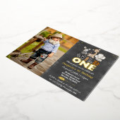 ジャングルシャルボードワイルドワンフォトゴールド実在フォイルイン 箔招待状 (回転した状態)