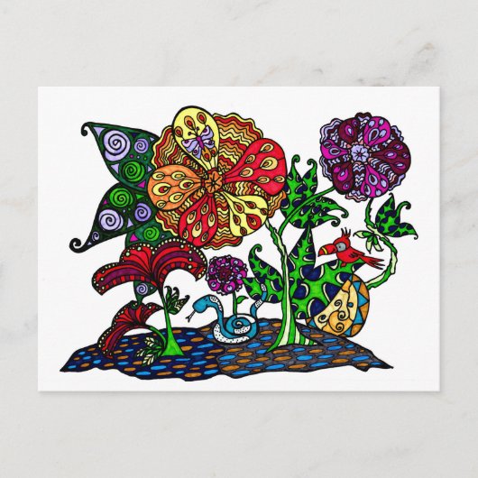 ジャングルシーンドードルポストカード ポストカード (正面)