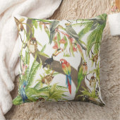 ジャングルシーン熱帯鳥、クリッター、葉 クッション (ブランケット)