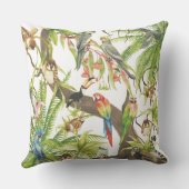 ジャングルシーン熱帯鳥、クリッター、葉 クッション (裏面)