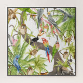 ジャングルシーン熱帯鳥、クリッター、葉 ジグソーパズル (縦)