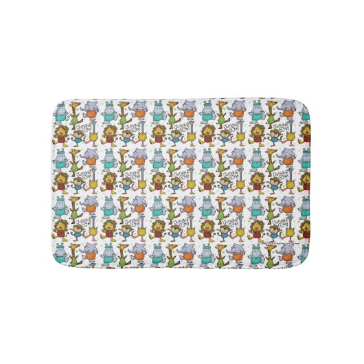 ジャングルジムで動物を運動 バスマット (正面)