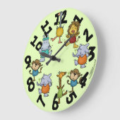 ジャングルジムで動物を運動 ラージ壁時計 (傾斜)