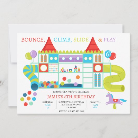 ジャングルジム屋内バースデーパーティーへの招待 招待状 (正面)