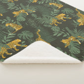 ジャングルジャガーグリーンモンステラ葉パターン シェルパブランケット (3/4)