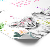 ジャングルジュースピンク金ゴールドトロピカルサファリ誕生日 ポスター (角)