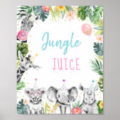 ジャングルジュースピンク金ゴールドトロピカルサファリ誕生日 ポスター (正面)