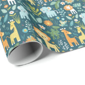 ジャングルジョイベビーシャワーラッピング紙 ラッピングペーパー (ロールコーナー)